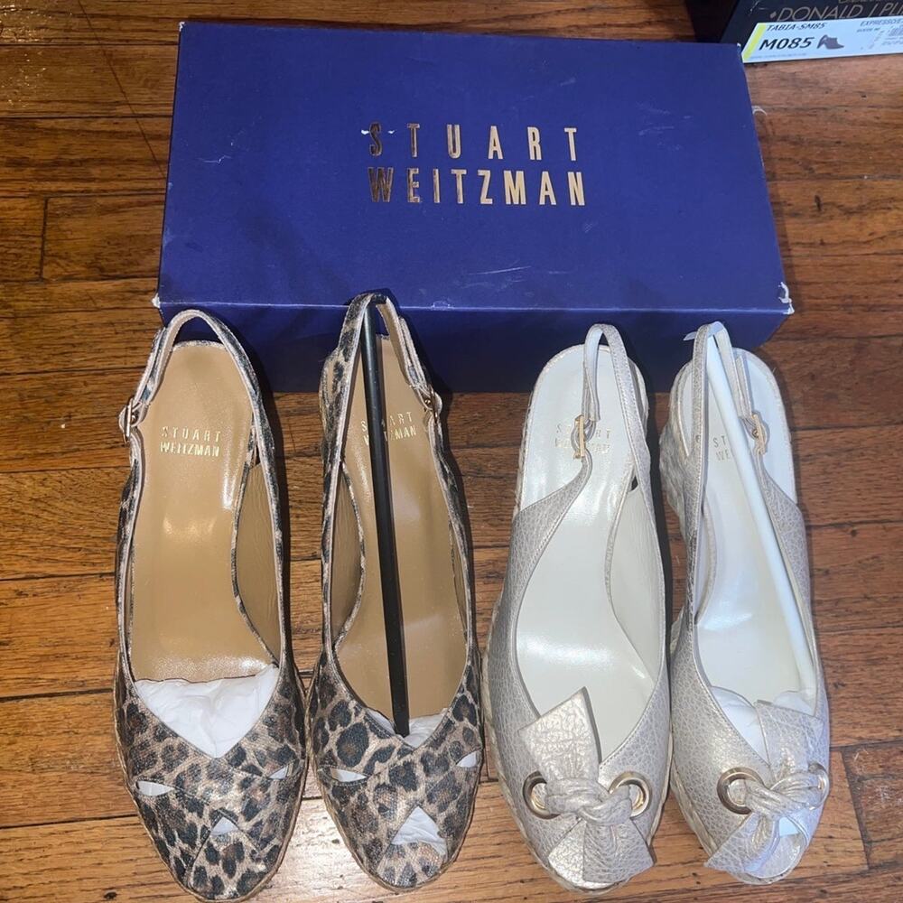 2 pr NEW Stuart Weitzman  HIGH HEEL Espadrille Wedges high heel 8 1/2 M